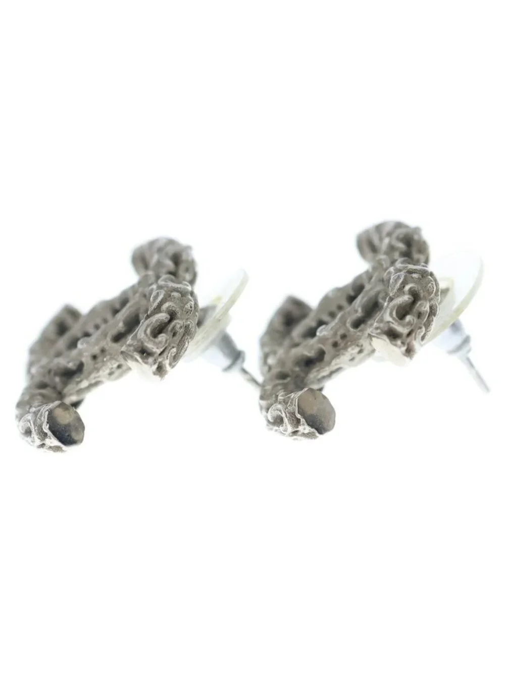Chanel CC Logo Stud Earrings Silver